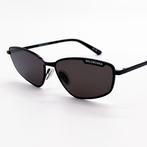 NEW BALENCIAGA BB0277S 001 SUNGLASSES UNISEX BLACK GREY OVAL EYEWEAR - Picture 1 of 14